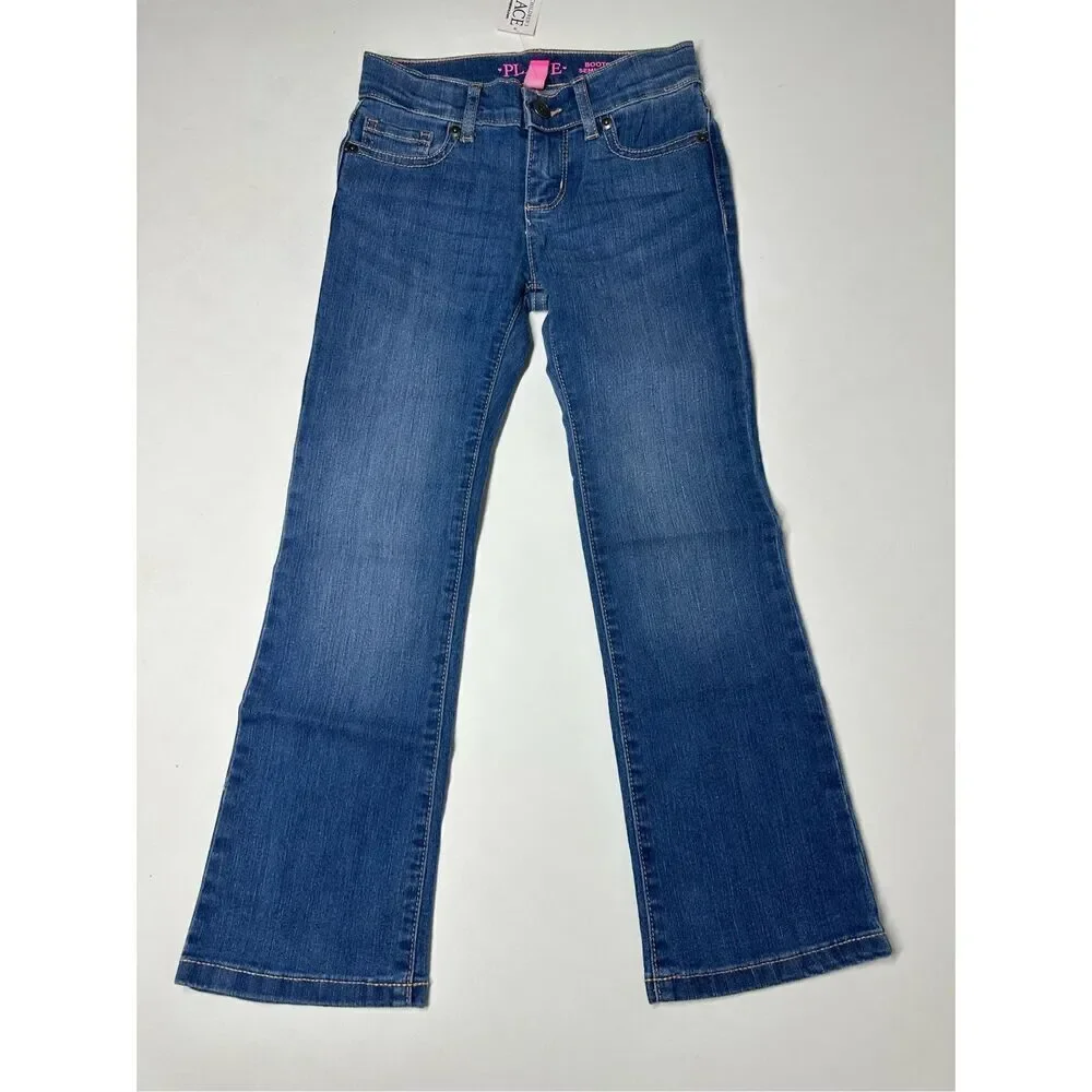 NWT THE CHILDREN'S PLACE Indigo Stone Blue Bootcut Jeans Sz 6 Adjustable Waist